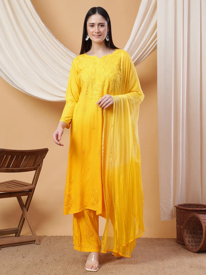 3pc Noor Soft Rayon Ombre Set with dupatta and plazo